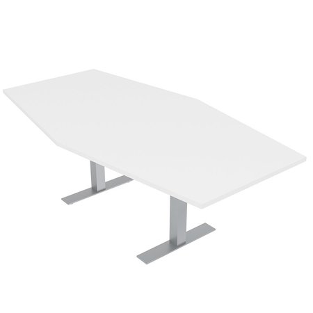 SKUTCHI DESIGNS 6 Person Hexagon Meeting Room Table with Metal T Bases, Harmony Series, 6X4, White HAR-HEX.IR-46x72-T-XD09